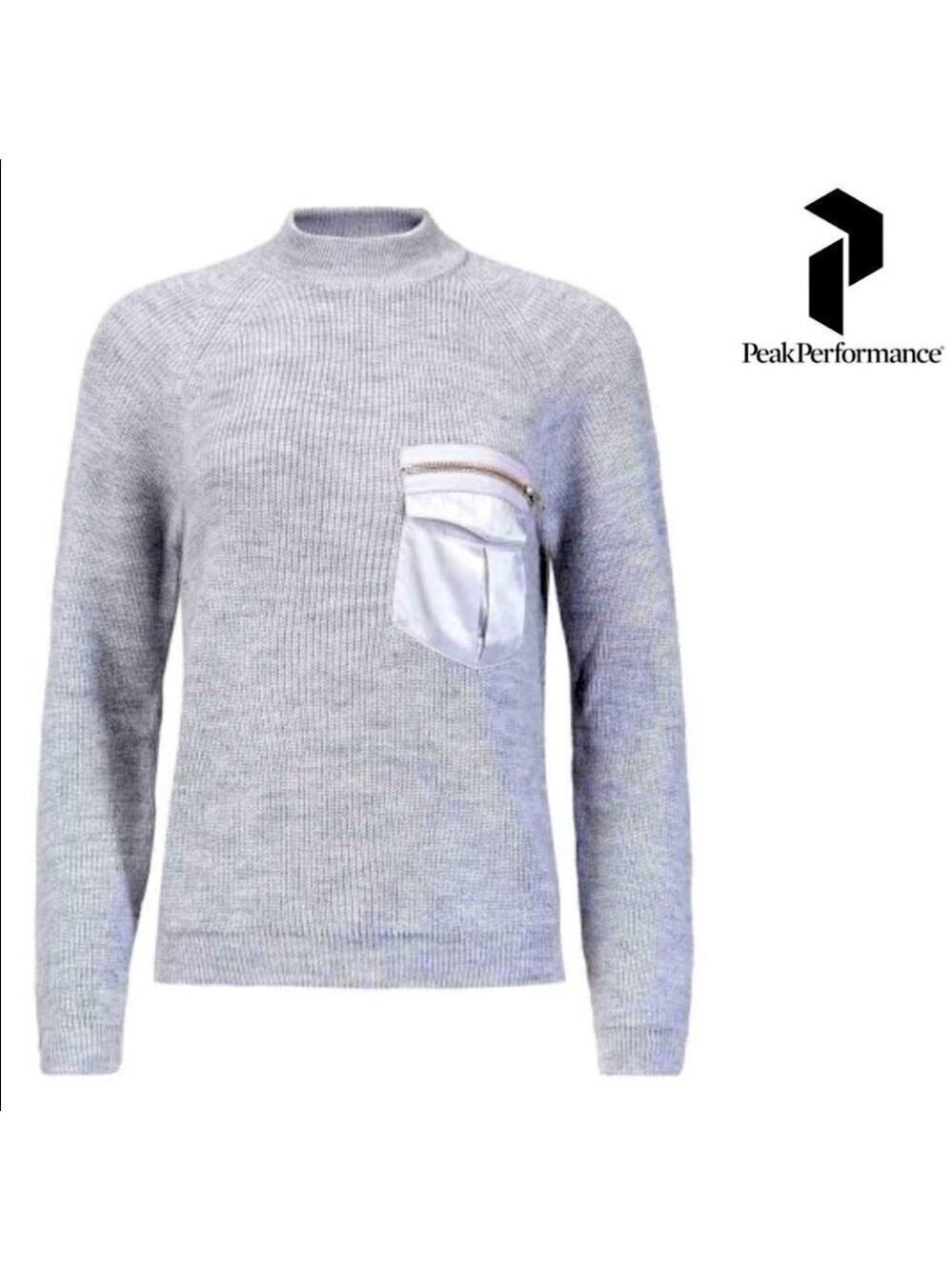 Peak Performance Grey Code Crew Alpaca Wool Blend Sweater Size S